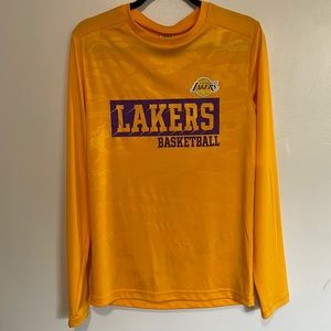 NBA Fanatics LA Lakers Mens Dri-Fit Long Sleeve Shirt Yellow Camo Size Small